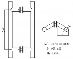 PH-15 Stainless Steel Glass Door Pull Handle