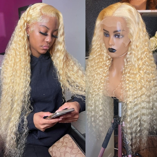 FORIS HAIR 613 Blonde Transparent Lace Frontal Deep Wave Virgin Human Hair Wig