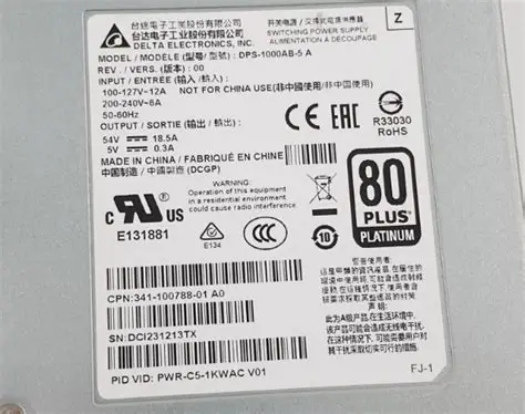 Cisco PWR-C5-1KWAC 1000W Switching Power Supply for 9200 9200L Series Switch