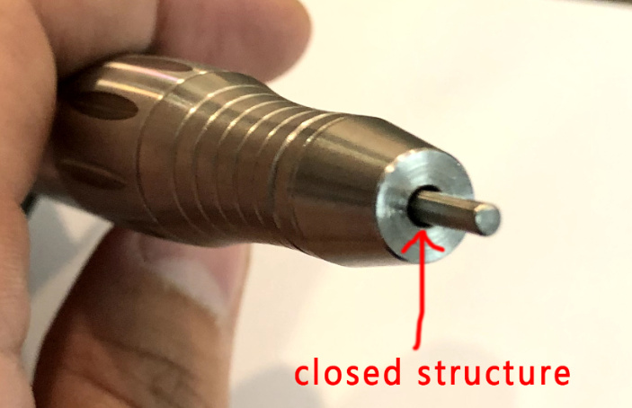 closed structure of nail drill handpieces