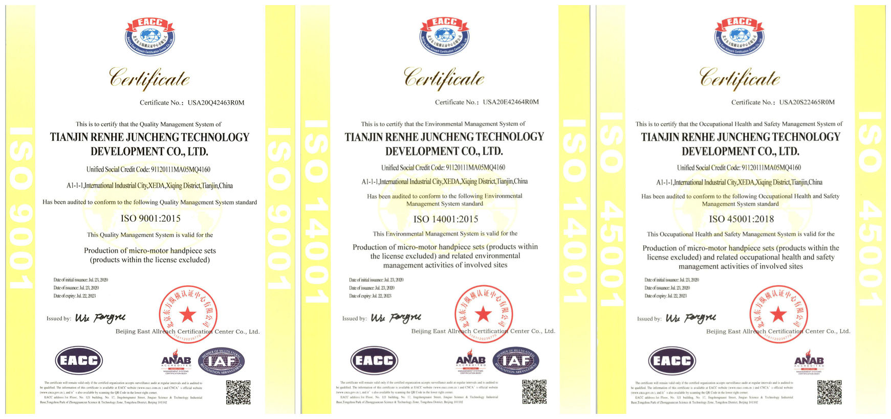 CERTIFICATI INTERNAZIONALI ISO 900A