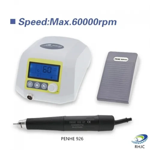 Prime 926 dental micromotor with handpiece, controller, and pedal.