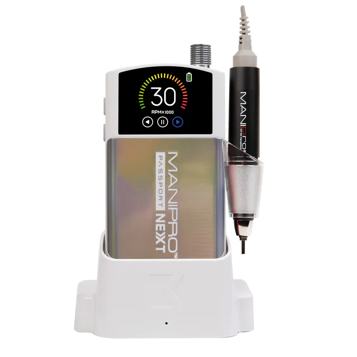 Kupa MANIPro Passport portable electric nail drill with control box and high-torque handpiece.