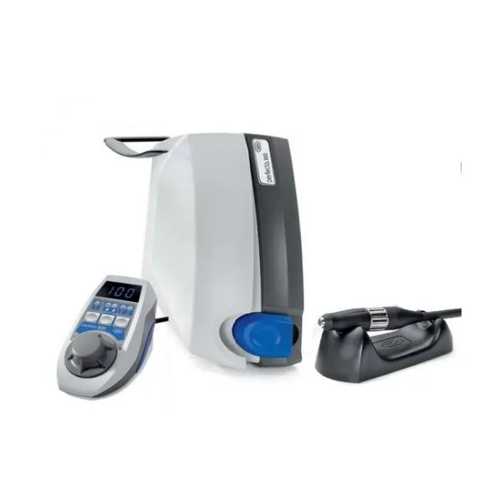 W&H Perfecta 900 micromotor system with a main control unit, a separate digital control pad, and a black handpiece.