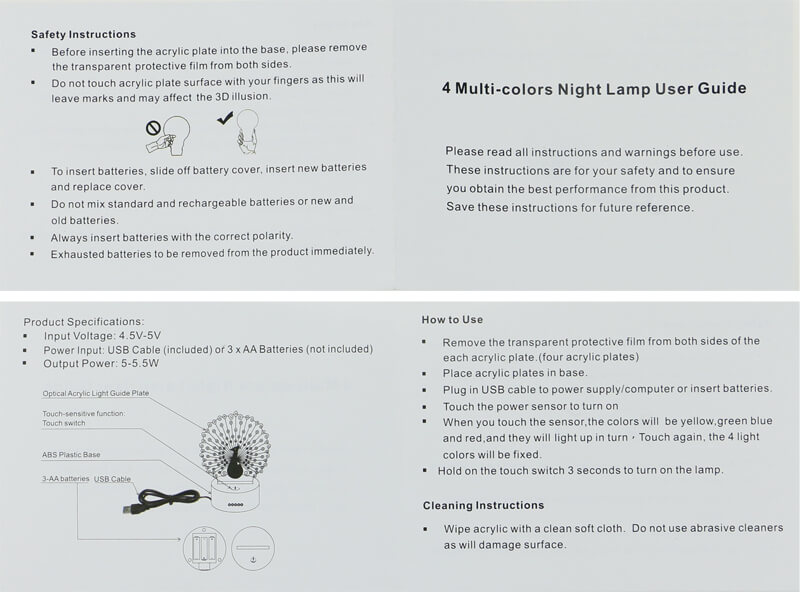 User Manual for Multiple Plates 3D Optical Lamp