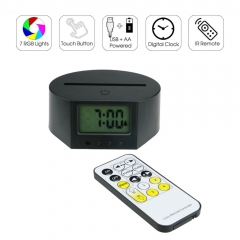 Mini Clock LED Lamp Base RGB Lights IR Remote TDL-D