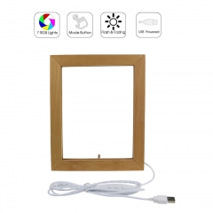 Mini Wood LED Photo Frame 3D Lamp RGB Lights USB Powered TDL-F17