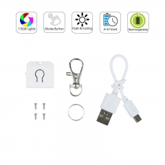 White Rechargeable LED Keychain RGB Lights TDL-ZW