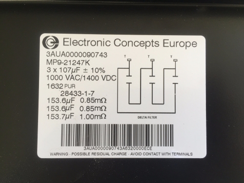 ABB  Filter capacitance【3AUA0000090743/MP9-21247K】ECI capacitance