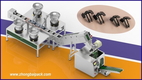 Plastic Fastener Packing Machine with 4 Bowls Apply for Linked Bag Packing