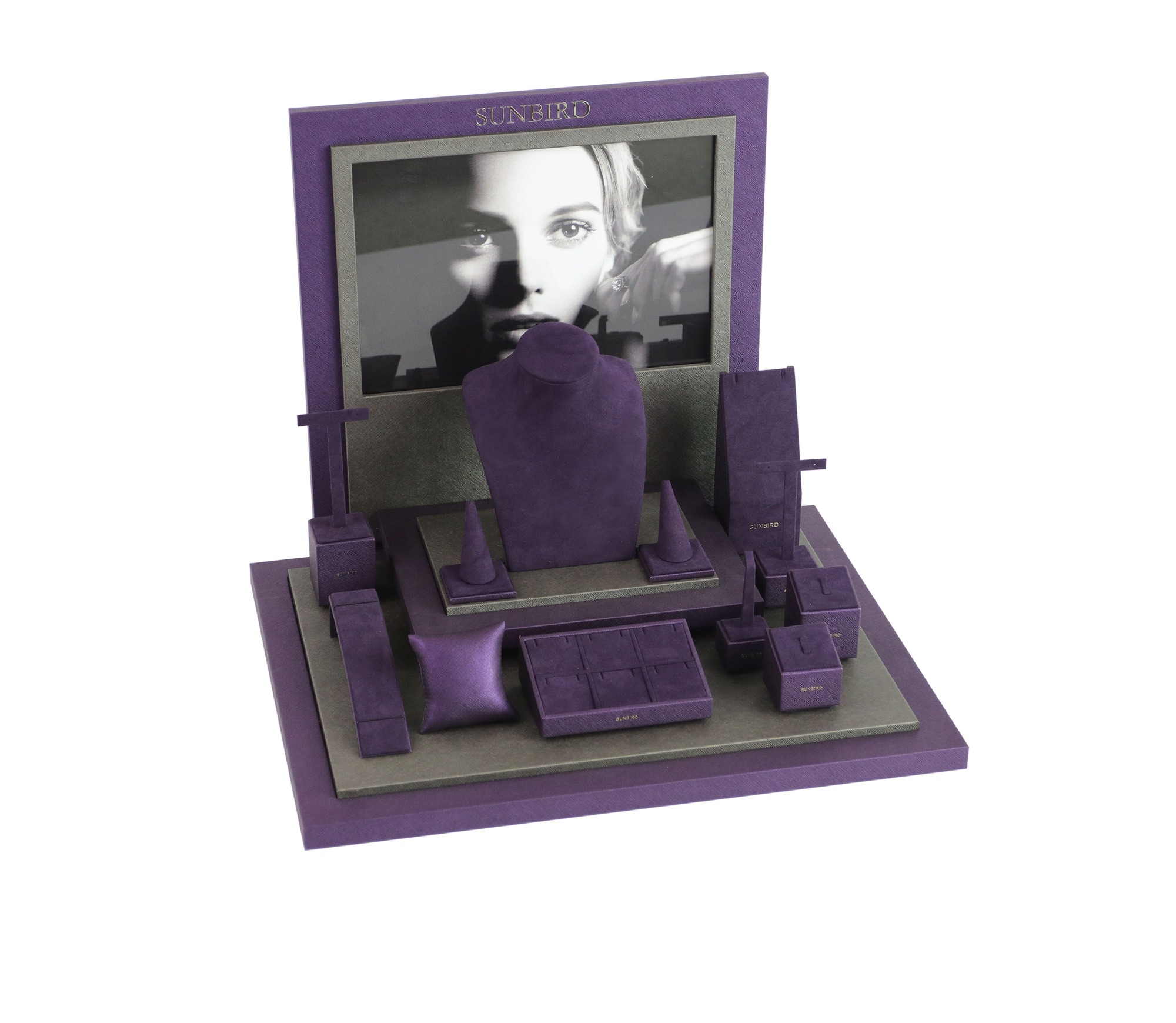 PC19005 Bespoke Luxury Purple Suede Velvet Jewelry Display