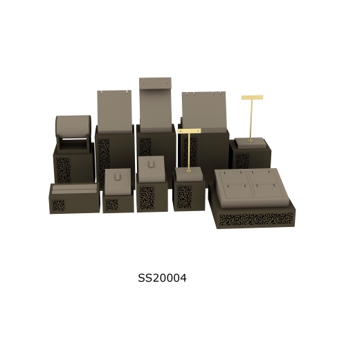 SS20004 Custom Elegant MDF Jewelry Display Set Covered With Lacquer Painting And Leatherette