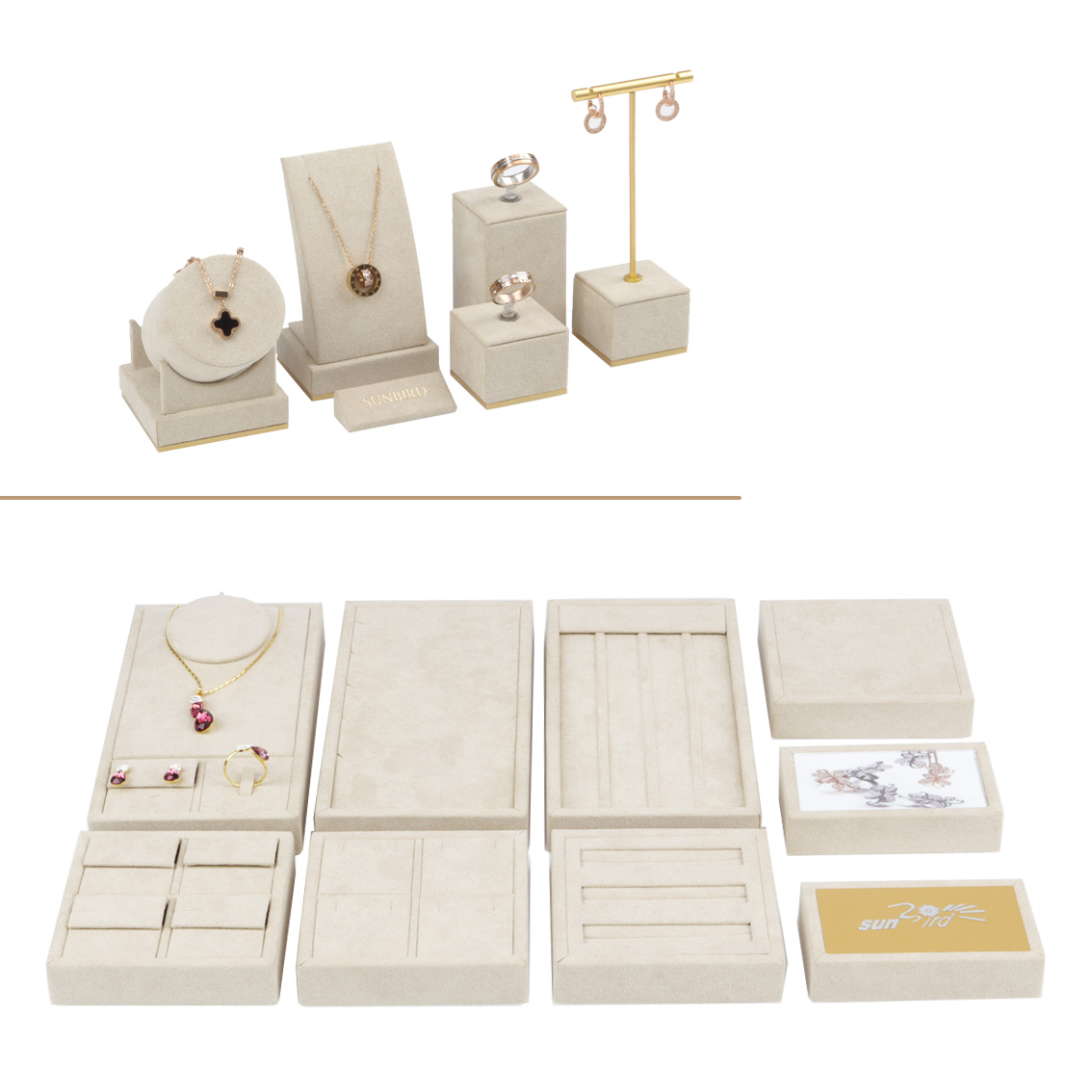 PG20008 New Product Beige Jewelry Counter Display Tray And Storage