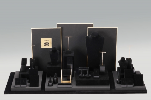 PC25018 2025 Jewelry Display China Manufacturers Black Leather Jewelry Display Set