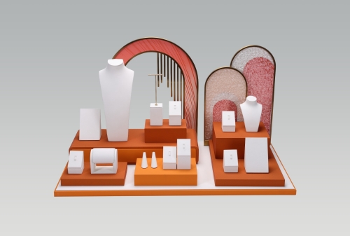 PC26017 2026 Custom Made Luxury Suede Jewelry Display Set With Special Backwall