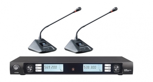 Bolymic 2900 UHF 2X100 Channel Professional Wireless Desktop Conference Microphone System with 2 Delegate Microphone