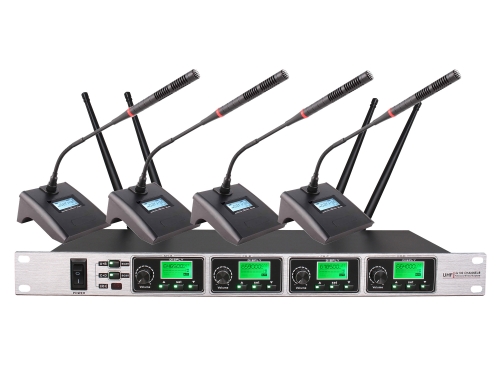 Bolymic 5400 Wireless Conference Microphone System Pro 4-Channel UHF Cordless Mic Set with 4 Delegate mics