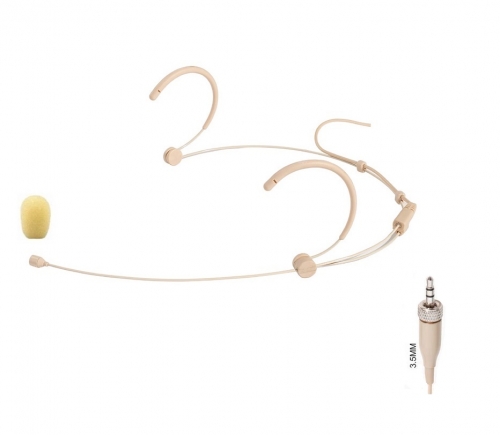 Bolymic HS32 Professional Double Earhook Headset Mic Headworn Microphone For Sennheiser Wireless Beige