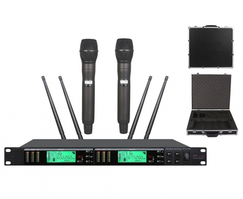 Bolymic 5500 UHF Professional True Diversity Dual Wireless Microphone for Professional Stage with Aluminium Flight Case