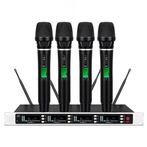 Bolymic BL6400 4 Channels UHF Professional True Diversity Wireless Microphone System Vocal Stage Performance Cordless Mic Set Long Range Outdoor