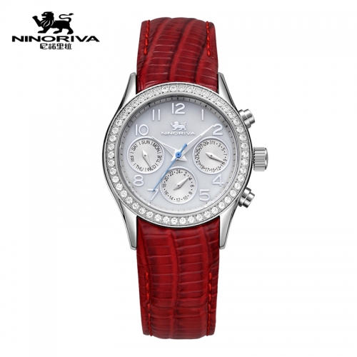 Light Luxury Sports Multifunctional Ladies Quartz Watch with Diamond-Studded Ring