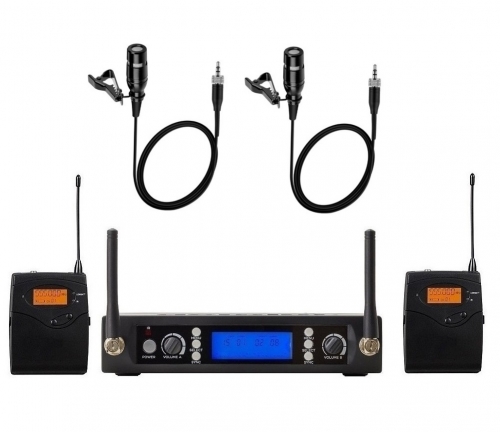 Bolymic BL-3200 UHF 200 Channels Duall Lapel Microphone for  Wireless Lavalier Mic System