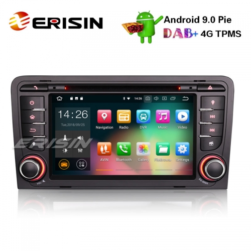Erisin ES4847A 7" Android 9.0 Car Radio GPS DVR DAB+ DTV Bluetooth Wifi 4G for AUDI A3 S3 RS3 RNSE-PU