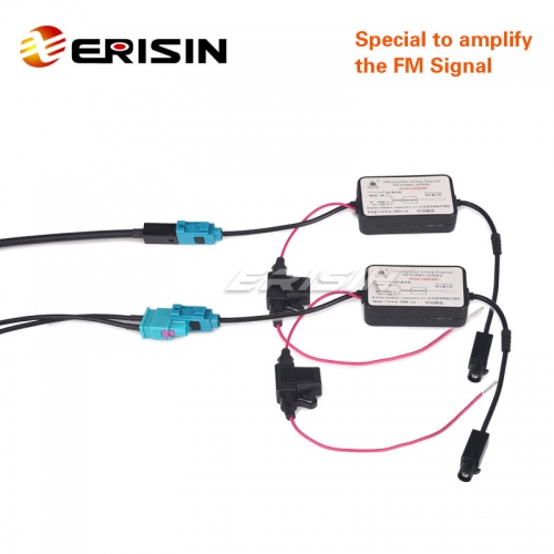 Erisin-antena de RADIO de coche amplificada ES169, adaptador aéreo doble  Fakra a Din para AUDI, VW, MB, BMW - AliExpress