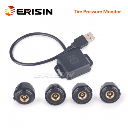 Erisin ES341 USB TPMS Module Tire Pressure 4 Sensors For Android 7.1/8.0/8.1/9.0 Units Stereo