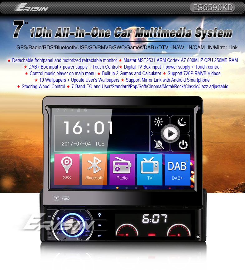 Single Din Stereo Car Android 10 1 Din Radio Bluetooth Touch Screen GPS Navigation 7 Indash Universal Headunit FREE Backup Camera Remote Control Support Steering Wheel Control Screen Mirror EQ Mode 
