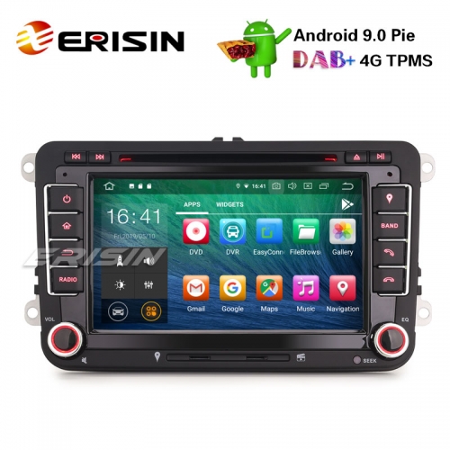 Erisin ES7948V 7" Android 9.0 Estéreo GPS para automóvil Satnav CD para VW Golf Tiguan Jetta Eos Polo Seat Leon