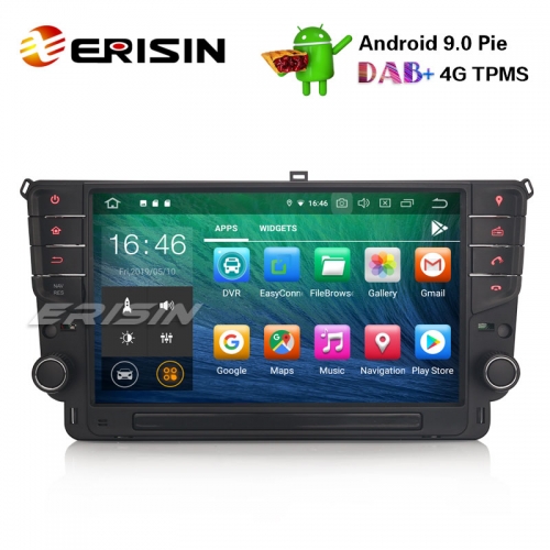 Erisin ES7911G 9" Car Stereo GPS Android 9.0 TPMS BT DVR DAB+ DTV-IN SatNav For VW Golf VII/7