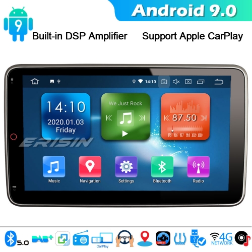 Erisin ES1123U 10.1" DAB+ 2 DIN Detachable Autoradio Android 9.0 WiFi Bluetooth 4G DSP CarPlay