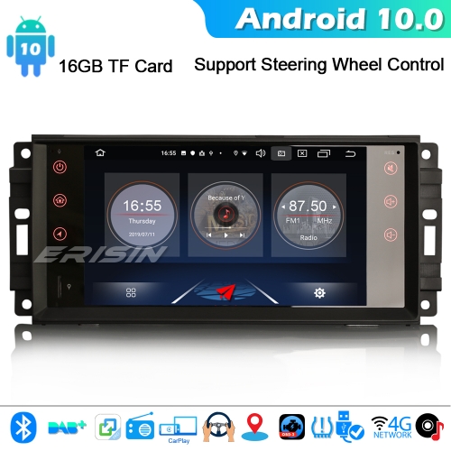 Erisin ES2776J Android 10.0 Car Stereo Radio SatNav for Jeep Compass Wrangler Commander Dodge Chrysler WiFi CarPlay