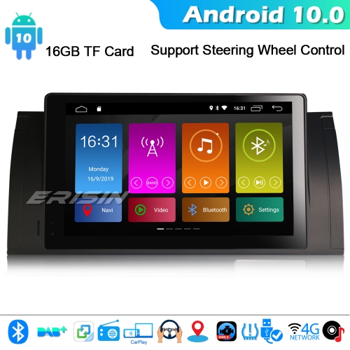 Erisin ES3193B 9" DSP Car Stereo Sat Nav Android 10.0 BMW 5 Series E39 E53 X5 M5 CarPlay DAB+ 4G