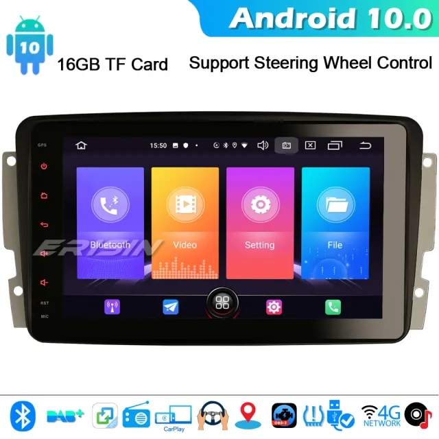 Erisin ES2763C 8" Android 10.0 Car Stereo GPS Mercedes C/CLK/G Class W203 Vito Viano 4G CarPlay