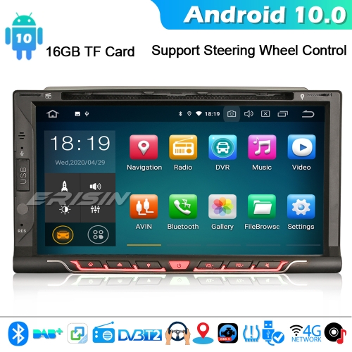 Erisin ES5137U Android 10.0 Car Stereo GPS Double DIN Nissan GPS BT WiFi 4G DAB+ DVR 4G CarPlay