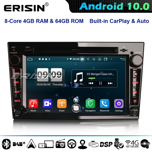 Erisin ES8760PB 8-Core Android 10.0 Car Stereo Head Unit Vauxhall Opel Corsa C/D Astra Zafira Vivaro Meriva Signum GPS DAB+ DSP CarPlay
