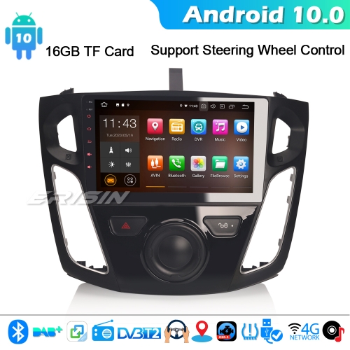 Erisin ES5195F  9"Android 10.0 DAB+ Autorradio GPS para Ford Focus TDT CarPlay WiFi 4G Bluetooth