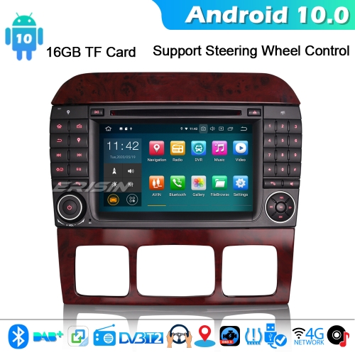Erisin ES5182S CarPlay Android 10.0 Car Stereo GPS DVD Mercedes Benz S/CL Class W220 W215 S500 4G WiFi Bluetooth