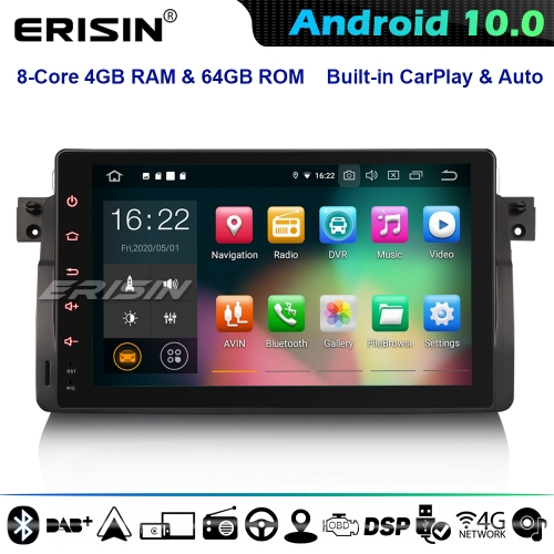 Erisin ES8103B 8-Core DSP 9" Android 10.0 Autorradios BMW 3 Series E46 M3 Rover75 MG ZT CarPlay 4G WiFi Bluetooth