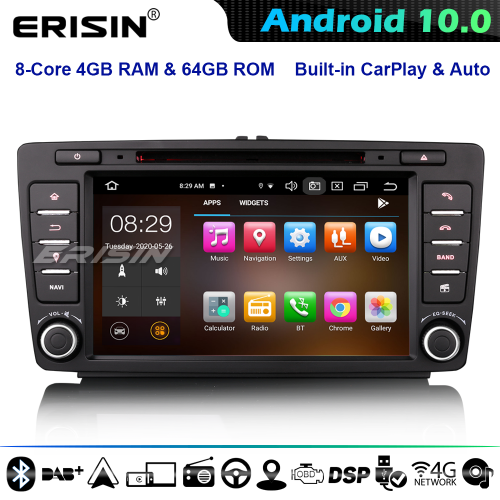 Erisin ES8126S 8-Core Android 10 Car Stereo GPS for Skoda Superb Octavia Yeti Rapi CarPlay DSP 4G WiFi Bluetooth