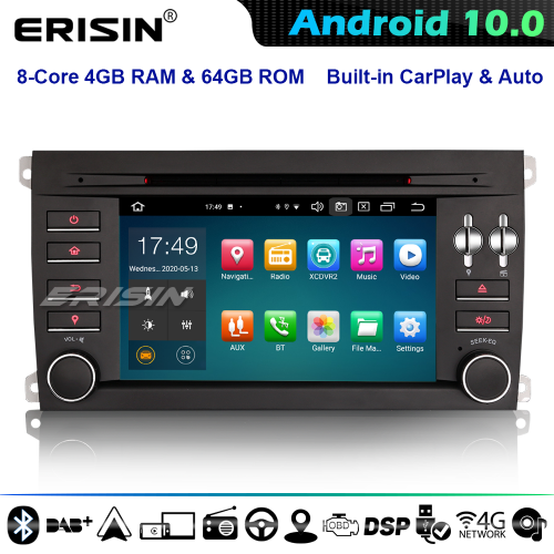 Erisin ES8197S 64GB 8-Core DSP CarPlay Android 10.0 Car Stereo GPS Radio for Porsche Cayenne CD 4G WiFi Bluetooth