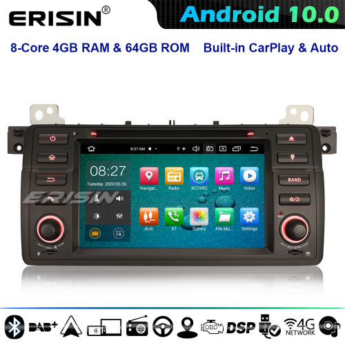 Erisin ES8162B 8-Core Android 10.0 DAB+ Autorradios BMW 3 Series E46 M3 Rover 75 MG ZT CarPlay DSP 4G WiFi Bluetooth