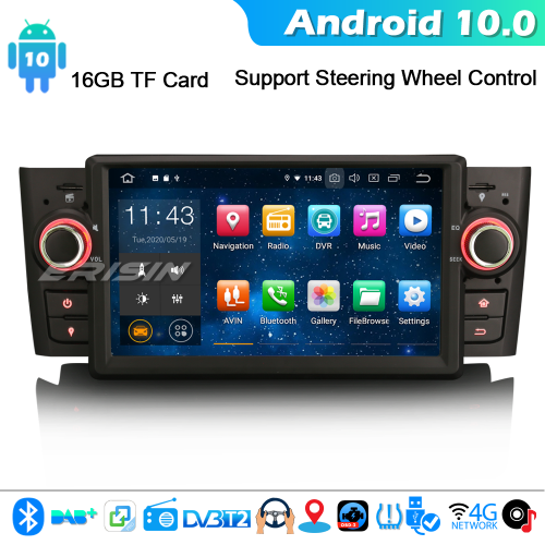 Erisin ES5123L DAB+ Autorradio Android 10.0 para Fiat Punto Linea Carplay TPMS 4G WiFi Bluetooth CarPlay