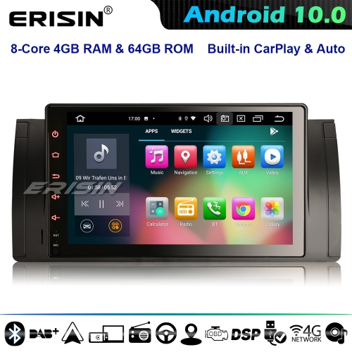 Erisin ES8102B 8-Core 9" Android 10.0 Car Stereo GPS SAT NAV BMW 5 Series E39 E53 X5 M5 CarPlay DSP 4G WiFi Bluetooth