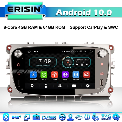 Erisin ES6909FS 8-Core Android 10.0 DAB+ Car Stereo GPS SatNav Radio Ford Mondeo Focus S/C-Max Galaxy CarPlay 4G WiFi Bluetooth