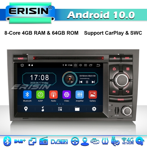 Erisin ES6974A Android 10.0 CarPlay GPS Stereo Head Unit for Audi A4 S4 RS4 RNS-E Seat Exeo DVD DAB+ 4G WiFi Bluetooth
