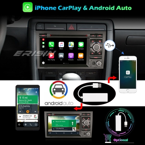 Erisin ES6974A Android 10.0 CarPlay GPS Stereo Head Unit for Audi A4 S4 RS4  RNS-E Seat Exeo DVD DAB+ 4G WiFi Bluetooth