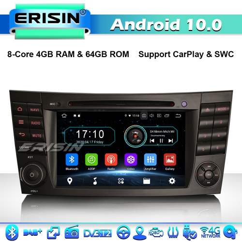 Erisin ES6980E 8-Core Android 10.0 Autoradio GPS Radio For Mercedes Benz E/CLS/G Class W211 W219 DAB+ DVD 4G WiFi CarPlay